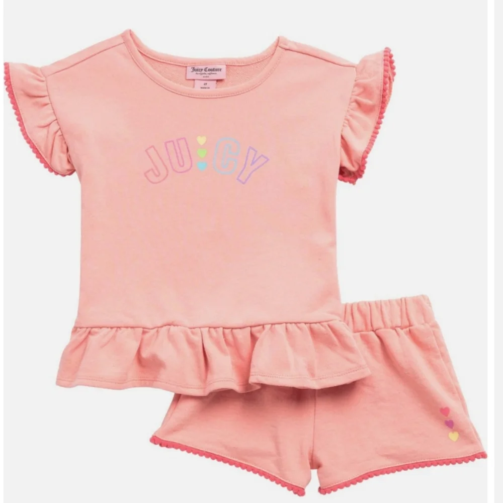 Juicy Couture Little Girls 18 months Short Sleeve Logo Detailed Set Top Shorts